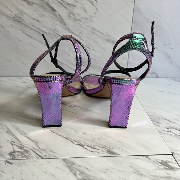 LIKE NEW Mix No. 6 Aliciana Iridescent Purple Snake Heeled Sandal SZ 10 - Picture 6 of 11